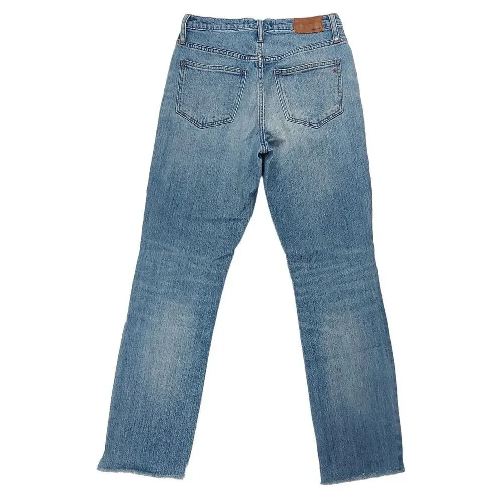 Madewell The High-Rise Slim Boyjean Womens 24 Blue Distressed Premium Denim